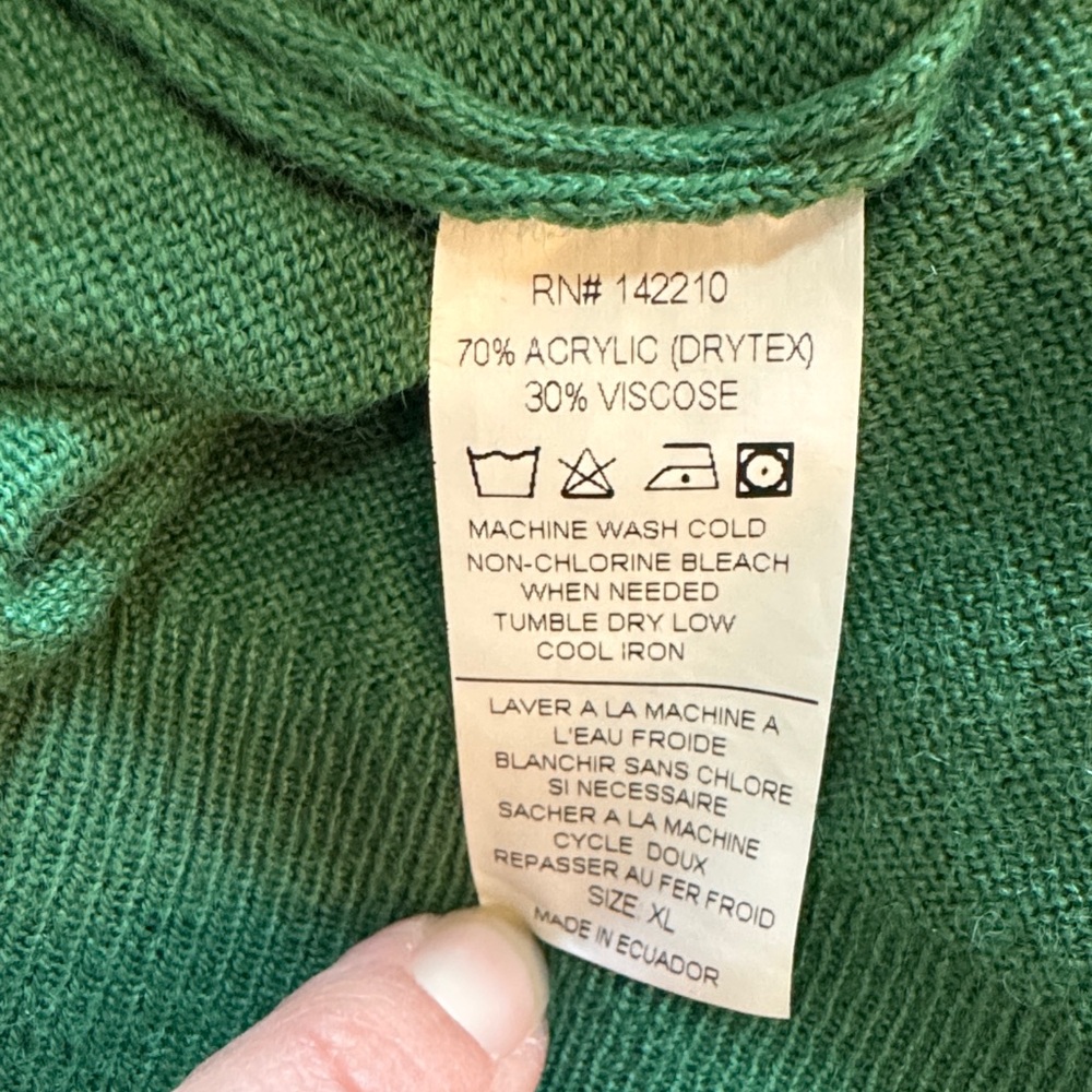 Mer Sea Court Green & White Striped Short Sleeve Crew Neck Sweater size XL - Picture 12 of 12
